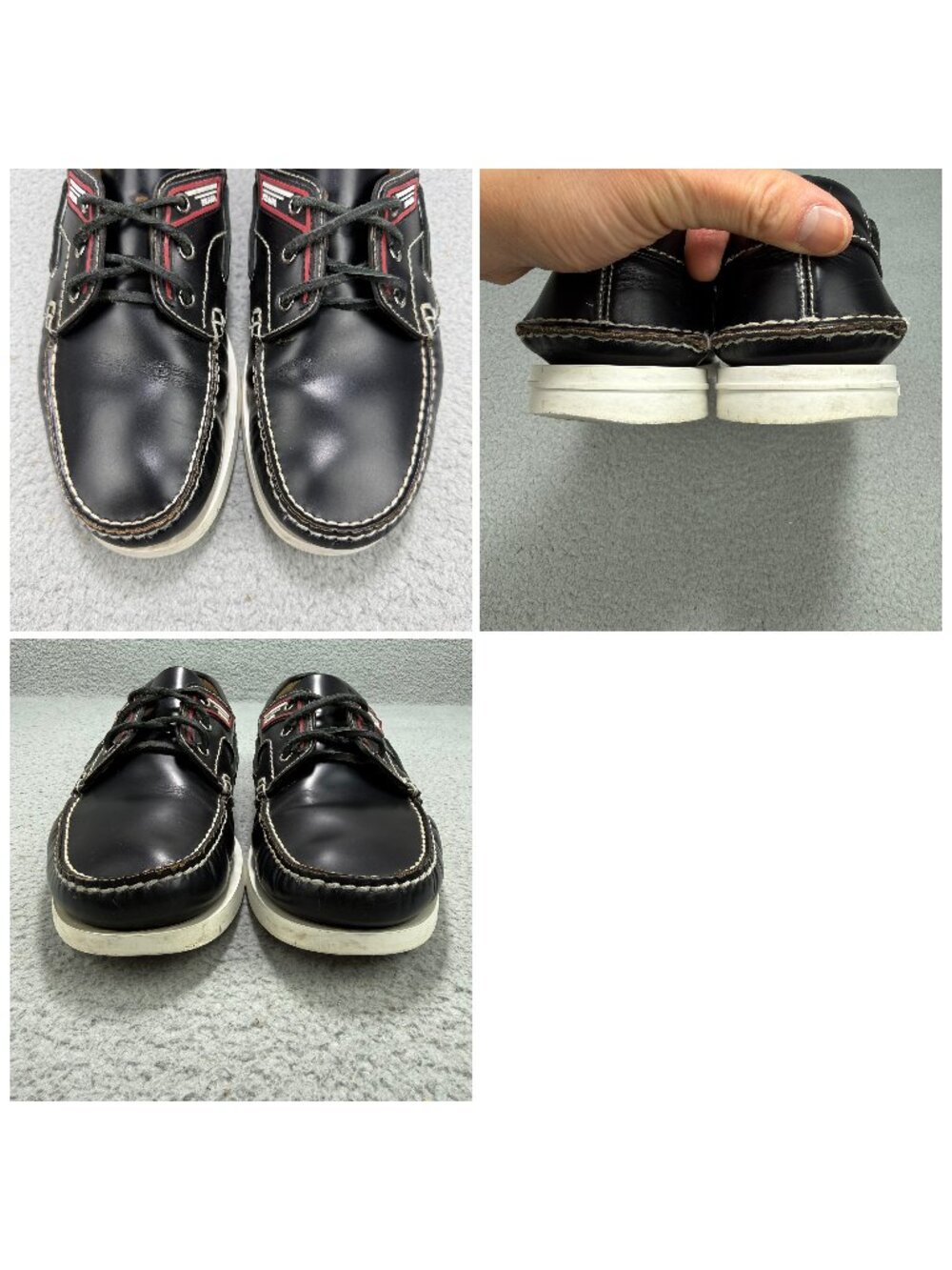 Prada Boat Shoes Men 11 / UK 10 Black Brushed Spazzolato Leather Lace Up Loafers - Picture 10 of 14